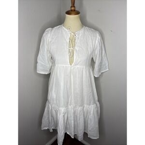 Emerson Fry India Collection Isla Dress in White Organic Cotton XS/S